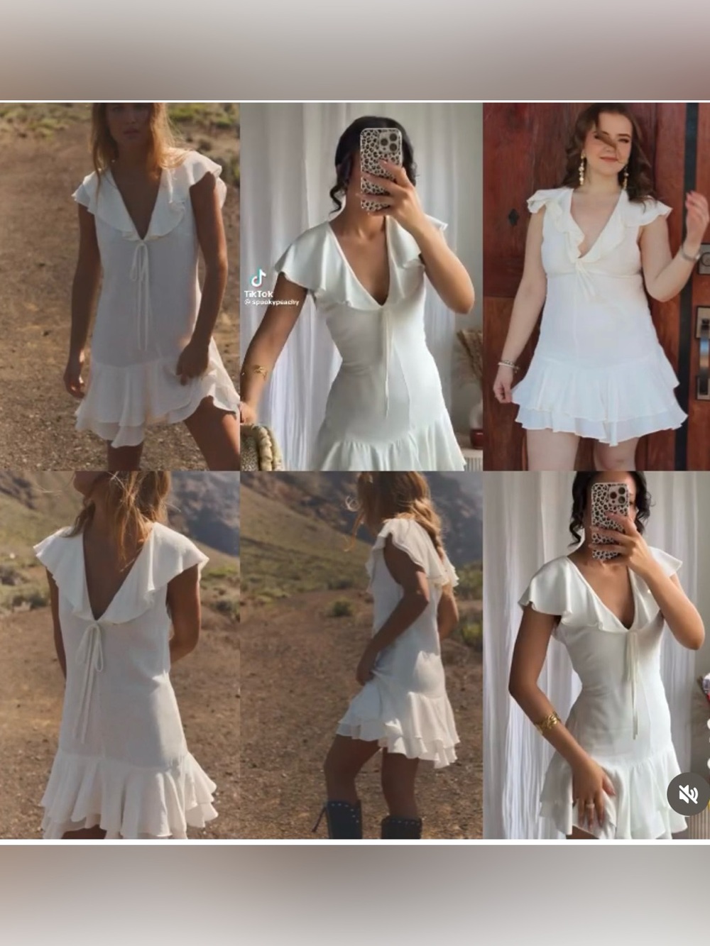 Zara Cream Ruffle Mini Dress - Picture 2 of 6